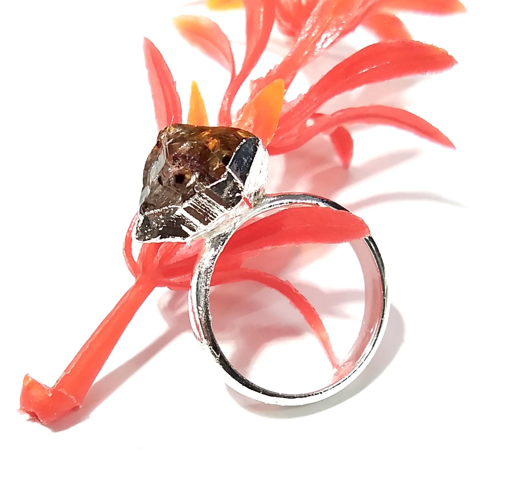 Natural Raw Citrine Rough Gemstone Ring, Solid 925 Sterling Silver Ring, Citrine Stone Size 12x9mm Handmade Ring, Gift Wedding Ring